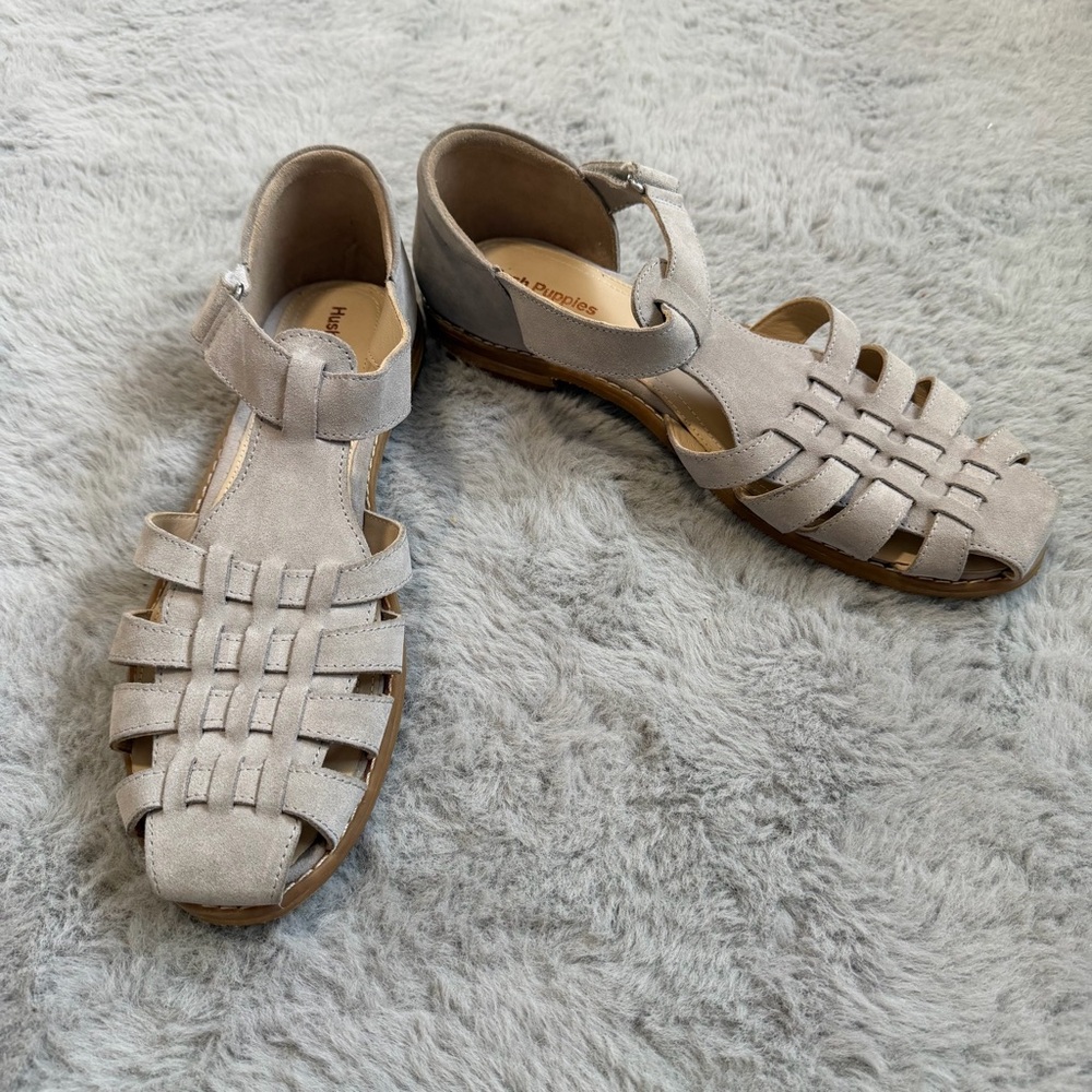 Hush Puppies Women's Gray Suede Chardon Fisherman Comfort Sandals Size 12